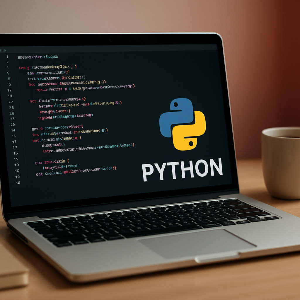 Pantalla de laptop mostrando código en Python